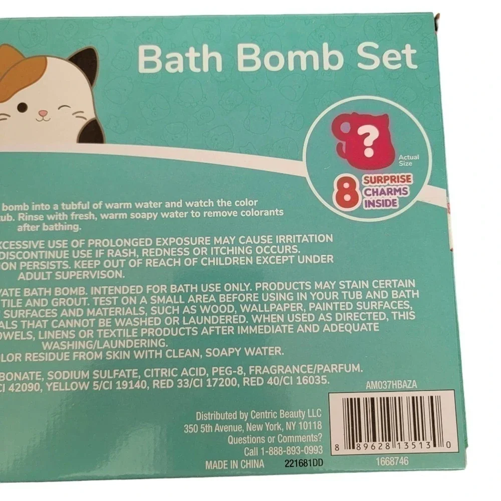 🛑 2 / $40 Sale! Squishmallow Bath Bomb Set (8 Count) with Surprise Charms NWT